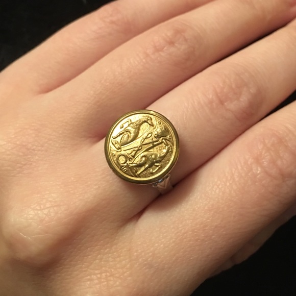 Antique button ring