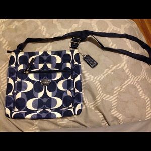 White and Blue COACH crossbody