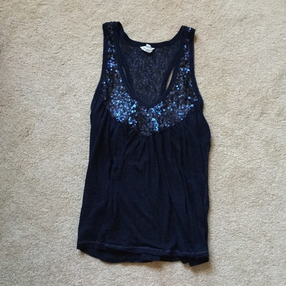 sequin navy tank top | aeropostale