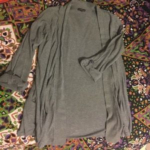 Long Dark Gray Express Cardigan With Cuff Sleeves