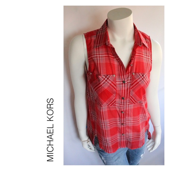 (Sz 4) Michael Kors Red Plaid Sleeveless