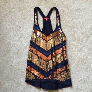 gold & blue chevron tank | bongo