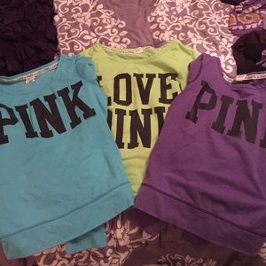 PINK crew neck sweaters