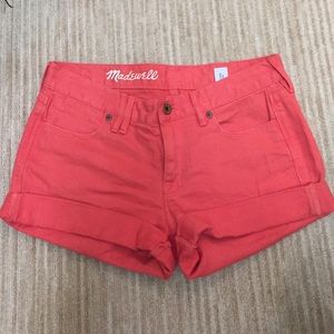 Madewell orange denim shorts