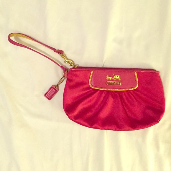 Coach oversized satin wristlet