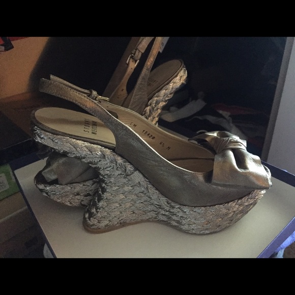 STUART WEITZMAN BarelyNude leather espadrille wedge sandals  Stuart weitzman wedge shoes