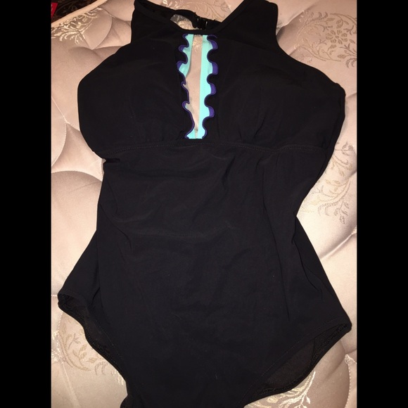 Black one piece swim suit