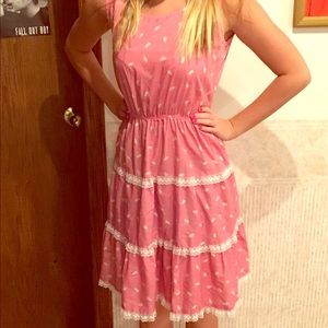 Pink and Lace Feather Vintage Sun Dress