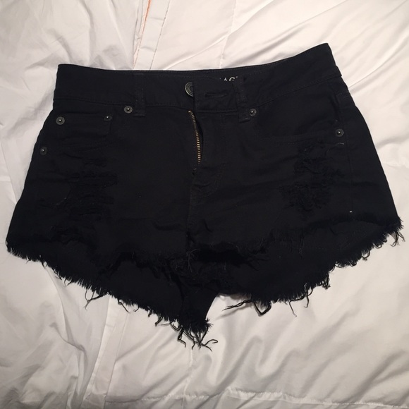 Black ripped Jean shorts