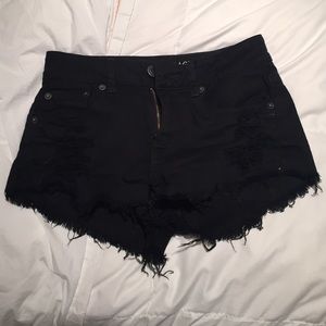 Black ripped Jean shorts