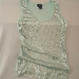 Turquoise Tank w/Silver Sequins