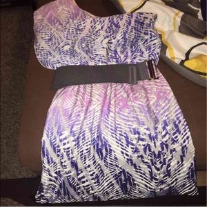 One shoulder dress with flutter sleeve