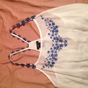 Rue 21 tank top , white with blue flowers