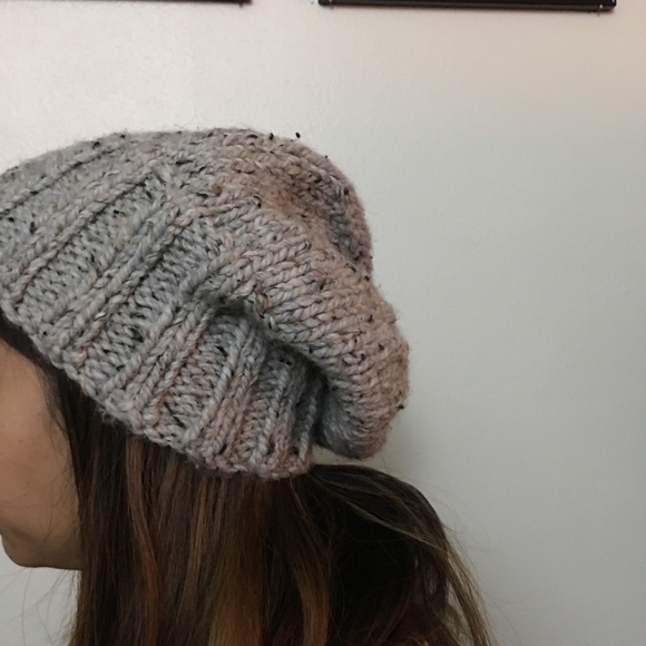 Hand knit slouchy beanie
