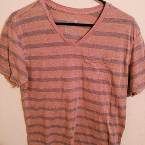 Light Pink Striped V neck with Pocket