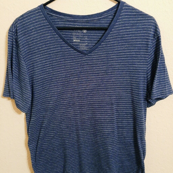 Blue striped V neck
