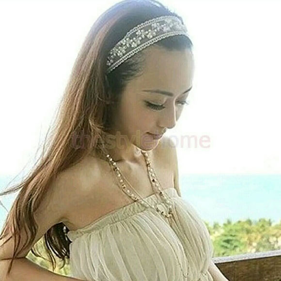 Lace pearls stretchable headbands