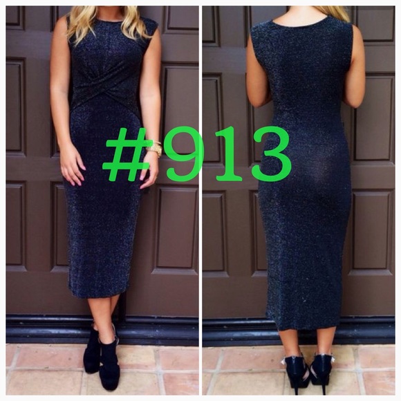 Black Glitter Midi Dress NWT