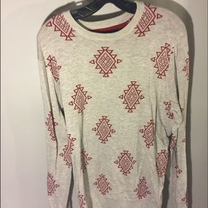 Cream sweater w/ red pattern