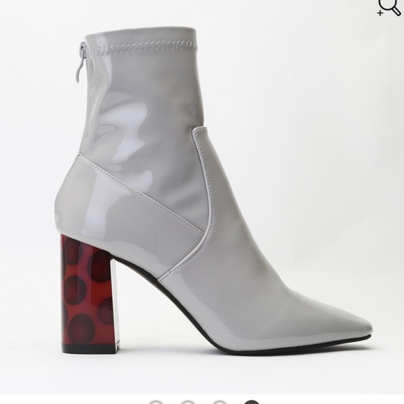 Public Desire perspex sock ankle boots grey patent - Picture 2 of 4