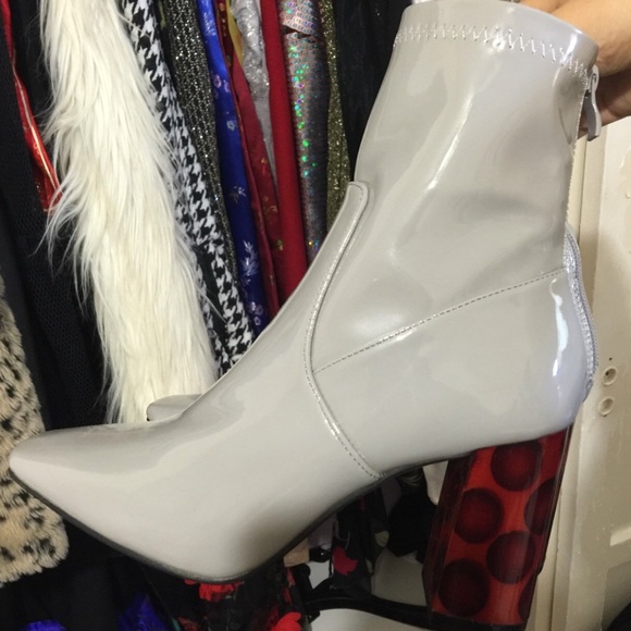 Public Desire perspex sock ankle boots grey patent - Picture 4 of 4