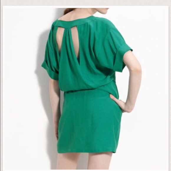❣️NWOT❣️MYNE Ashley Ann green mini dress 0/2 SILK