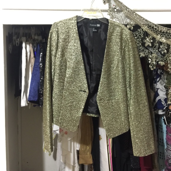 Gold sparkly shiny glitter blazer jacket
