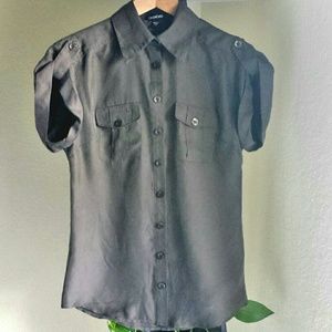 bebe Silk Button-Down Shirt