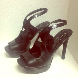 Leather and patent heels