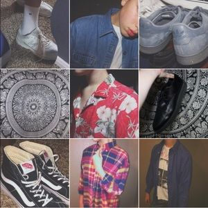 T-shirts button downs, shorts jeans pants shoes