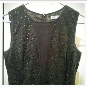 Sequin Party Dress Mesh Cut Out