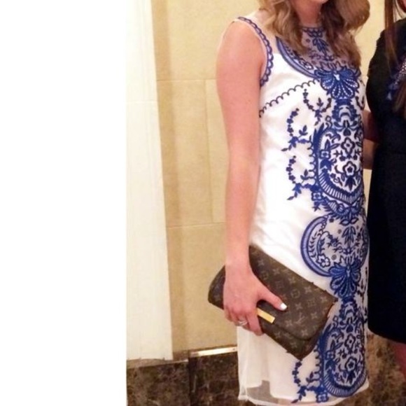 Blue and White Embroidered dress.