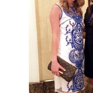 Blue and White Embroidered dress.