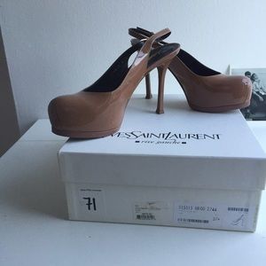Yves Saint Laurent patent leather nude heels