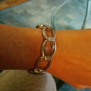 Stretchy bracelet with clear smokey gray stones.