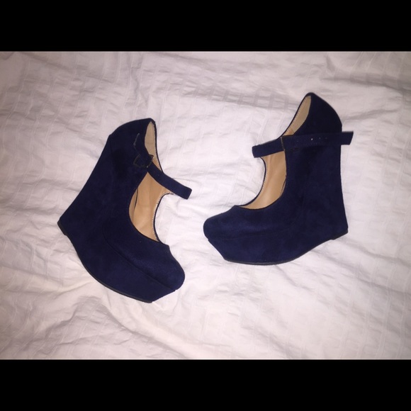 Blue Suede Wedges