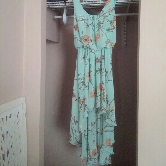 Mint green floral summer dress