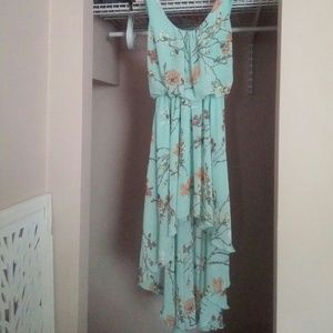 Mint green floral summer dress