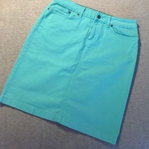 Sea Green Denim L.L. Bean Pencil Skirt Size 8