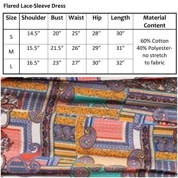 Rich Hues & Lace Bell Sleeve Dress - Picture 2 of 2