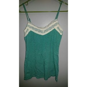 Teal and lace tank top