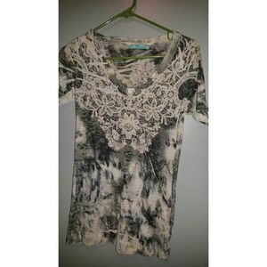 Tan and black blouse