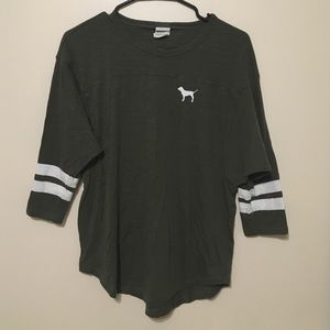 Olive green PINK Nation 3/4 sleeve top