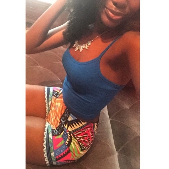 Tribal colorful high waisted shorts size S