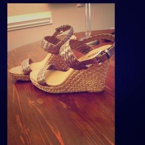 Diba pewter braided wedges size 10 worn once!
