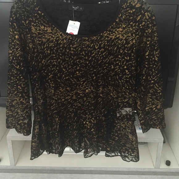 Black & gold sheer top 3/4 sleeve brand new