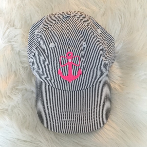Seersucker anchor baseball hat