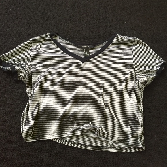 Navy blue and White Striped Croptop