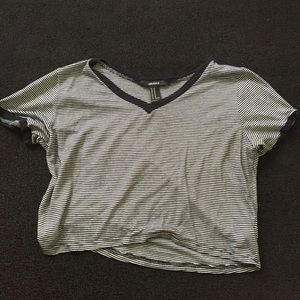 Navy blue and White Striped Croptop