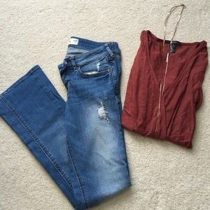 Boot Cut Distressed Jeans